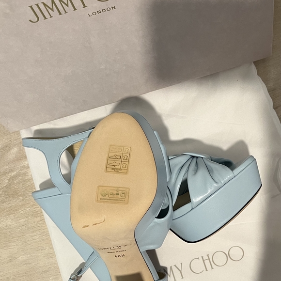 Jimmy Choo Womens Ice Blue Nappa Leather Platform Sandals Size 40.5 Ital… - Picture 9 of 16